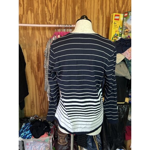 Altra-Made in Italy Wool Blend Knit Button Down Cardigan Black & White Sz 44 XL - Picture 6 of 7